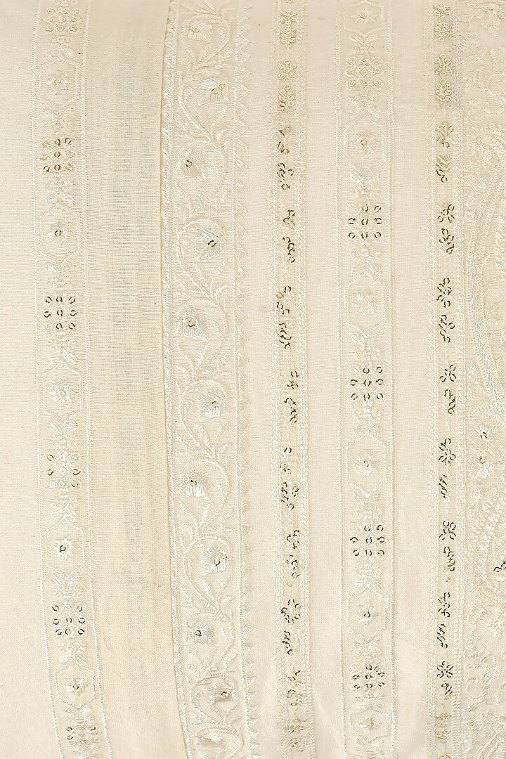 Ivory Cotton Silk Resham Embroidered Cushion Cover Set Of 2 by Khaabka at Pernia's Pop Up Shop