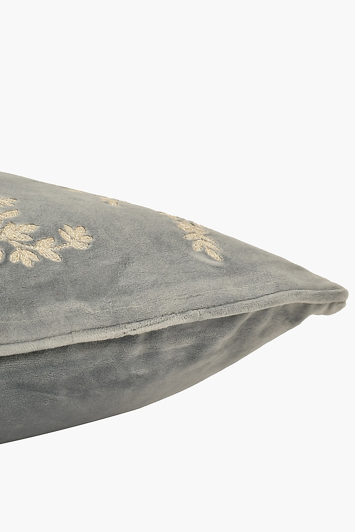 Sky Blue Velvet Kiran Dori Embroidered Cushion Cover Set Of 2 by Khaabka at Pernia's Pop Up Shop