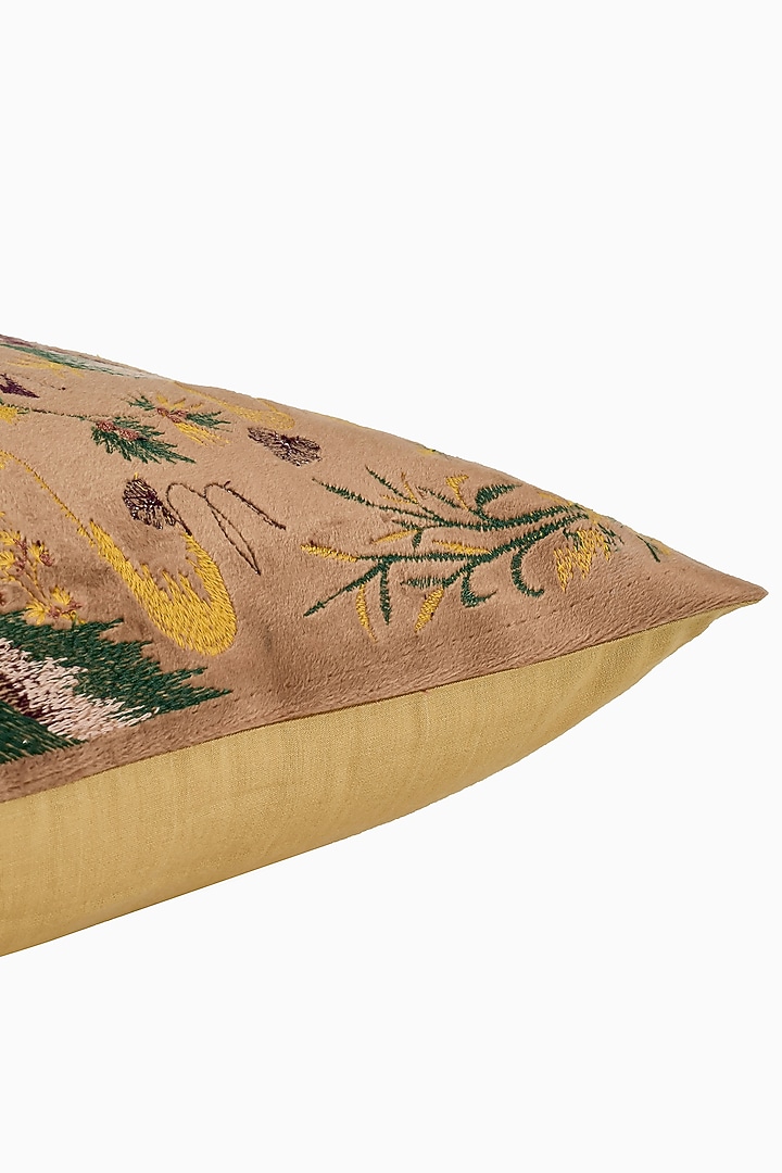 Brown Velvet Resham Embroidered Cushion Cover Set Of 2 by Khaabka at Pernia's Pop Up Shop