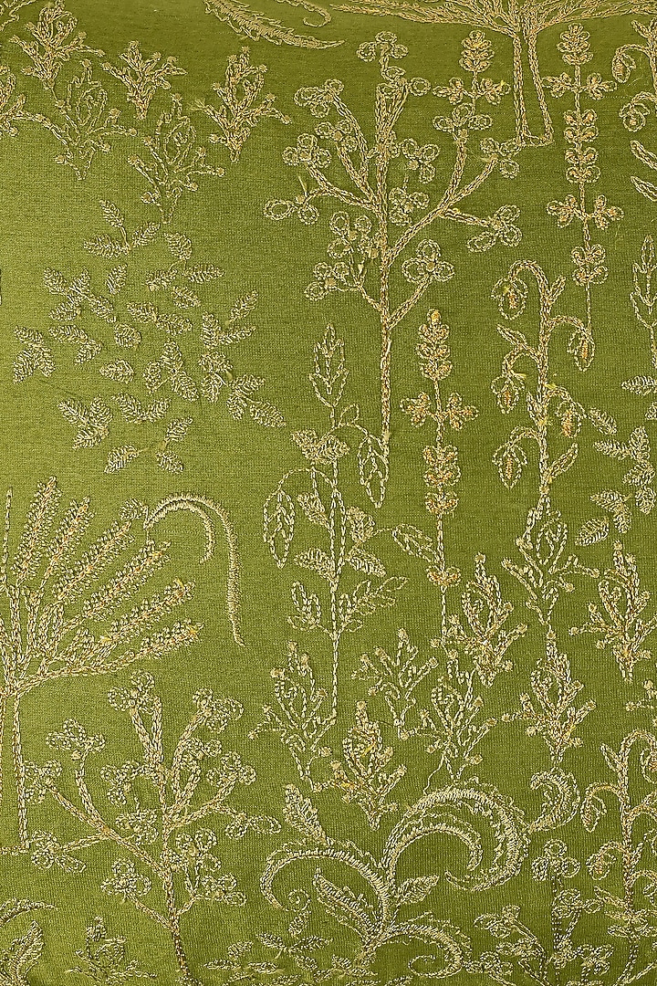 Green Cotton Silk Resham Embroidered Cushion Cover Set Of 2 by Khaabka at Pernia's Pop Up Shop