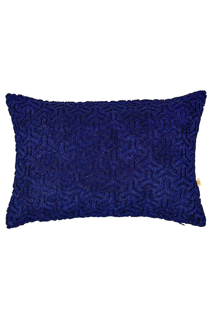Navy Blue Cotton Silk Embroidered Cushion Cover Set Of 2 by Khaabka at Pernia's Pop Up Shop