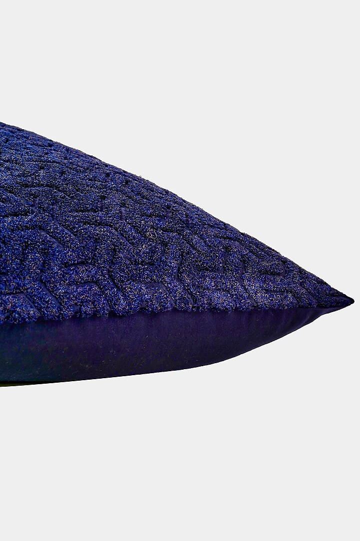 Navy Blue Cotton Silk Embroidered Cushion Cover Set Of 2 by Khaabka at Pernia's Pop Up Shop