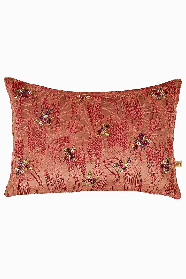 Wine Velvet Resham Embroidered Cushion Cover Set Of 2 by Khaabka at Pernia's Pop Up Shop