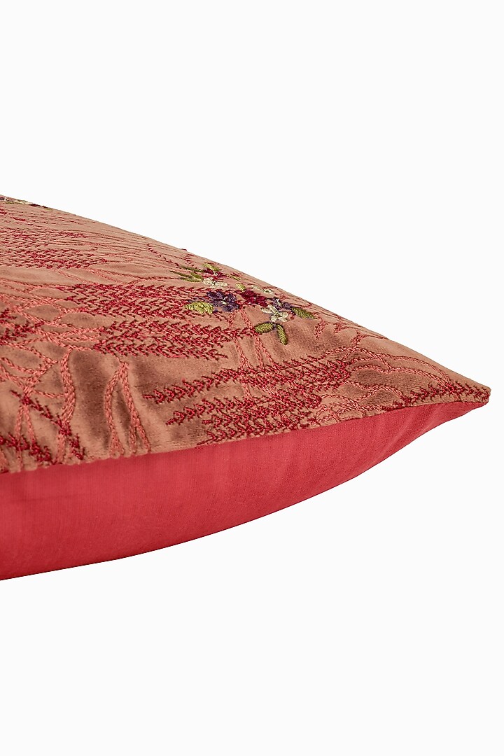 Wine Velvet Resham Embroidered Cushion Cover Set Of 2 by Khaabka at Pernia's Pop Up Shop