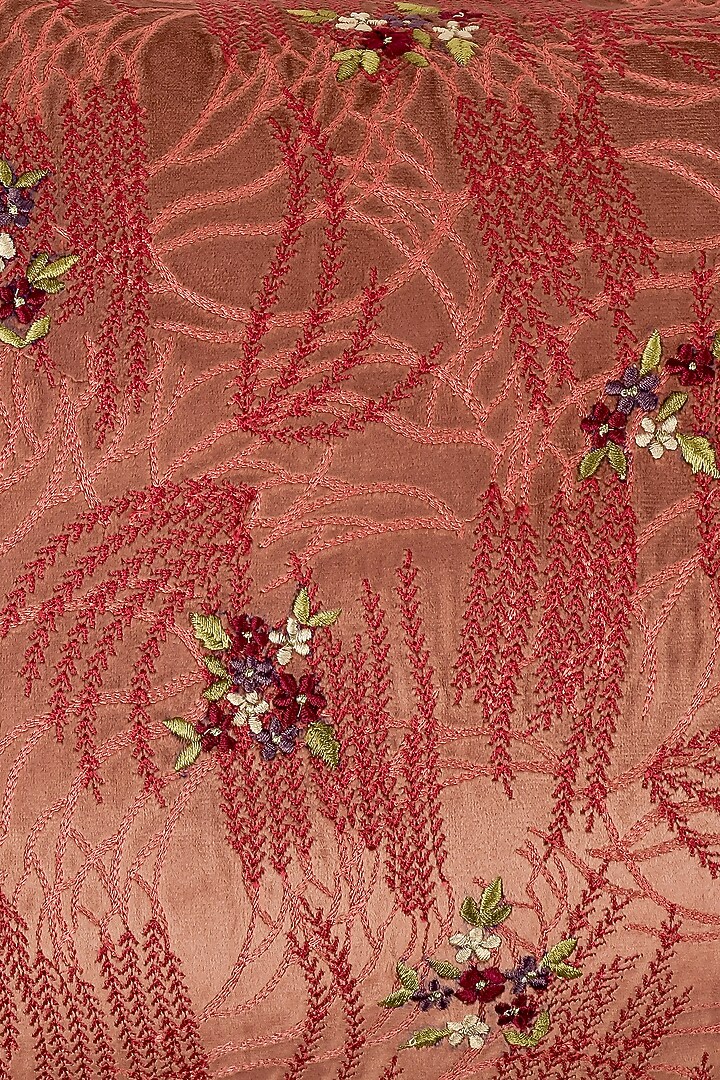 Wine Velvet Resham Embroidered Cushion Cover Set Of 2 by Khaabka at Pernia's Pop Up Shop