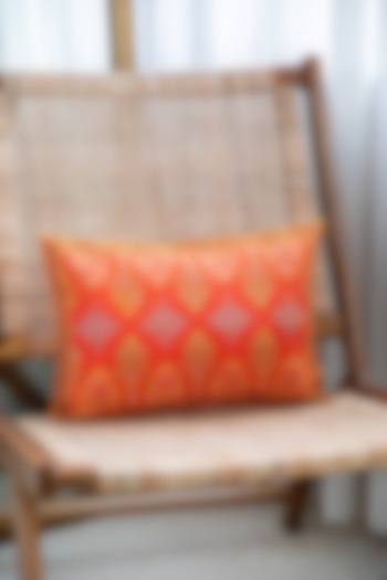 Orange Cotton Linen Embroidered Cushion Cover (Set Of 2) by Khaabka at Pernia's Pop Up Shop