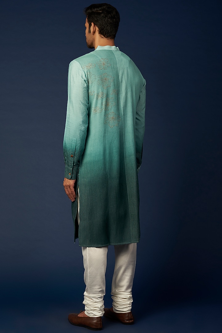 Peppermint Ombre Embroidered Kurta Set by Khanijo at Pernia's Pop Up Shop