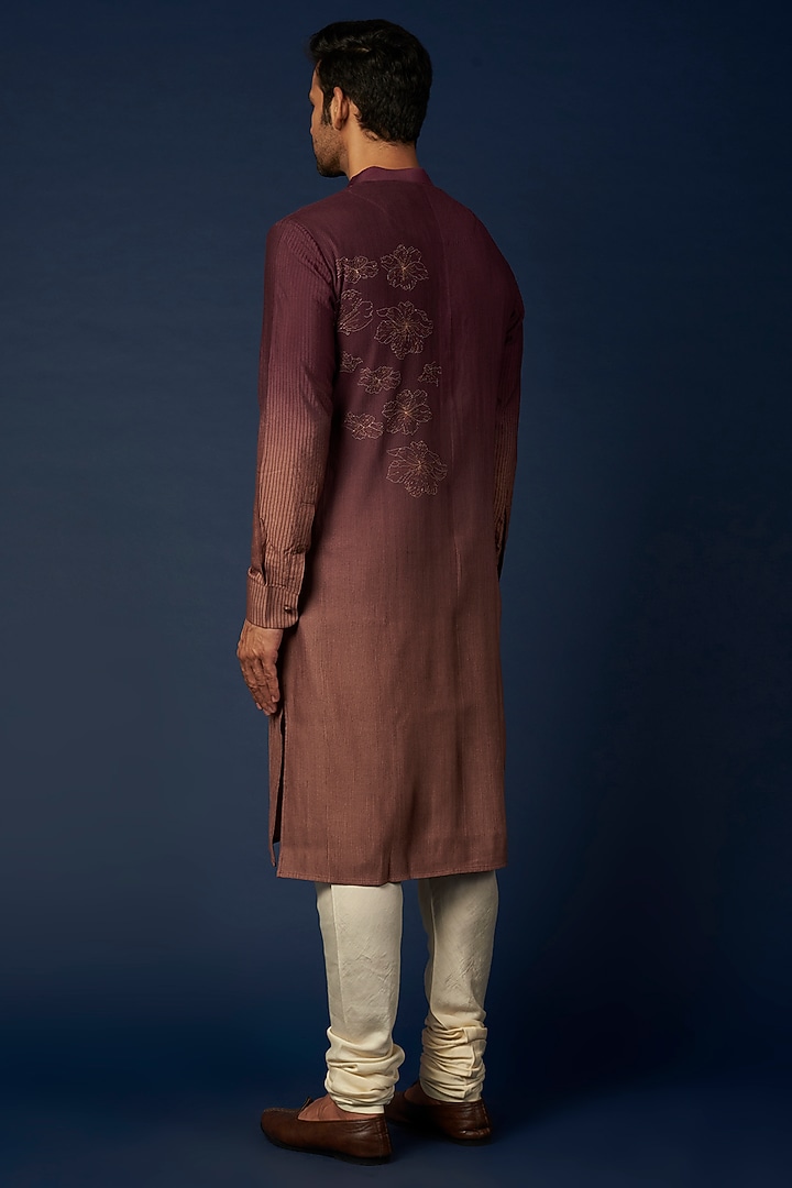 Jamun Ombre Embroidered Kurta Set by Khanijo at Pernia's Pop Up Shop
