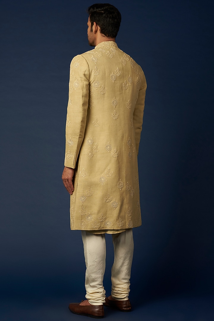 Mint Green Embroidered Achkan Jacket Set by Khanijo at Pernia's Pop Up Shop