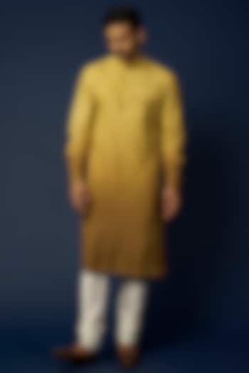 Mustard Ombre Embroidered Kurta Set by Khanijo