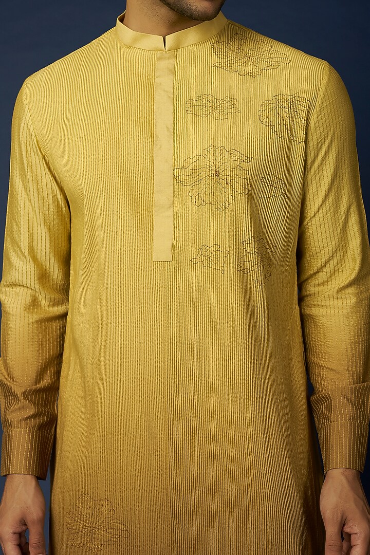 Mustard Ombre Embroidered Kurta Set by Khanijo at Pernia's Pop Up Shop