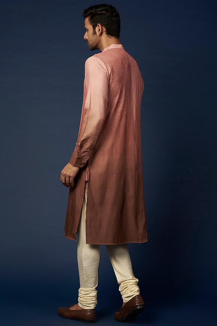 Pink Ombre Embroidered Kurta Set by Khanijo at Pernia's Pop Up Shop