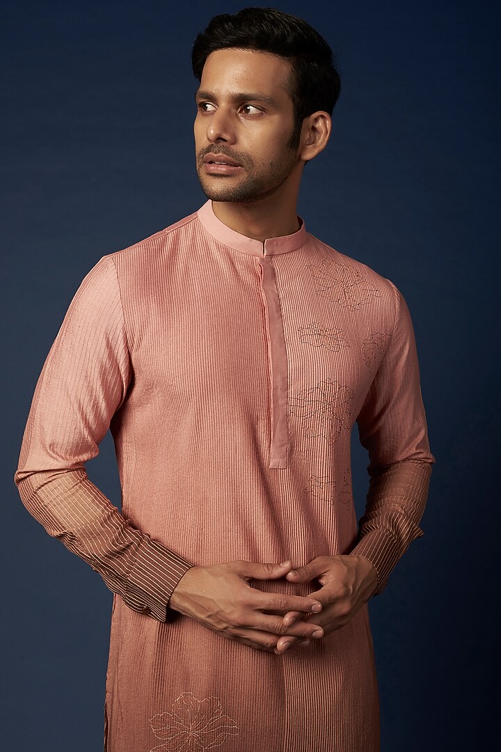 Pink Ombre Embroidered Kurta Set by Khanijo at Pernia's Pop Up Shop