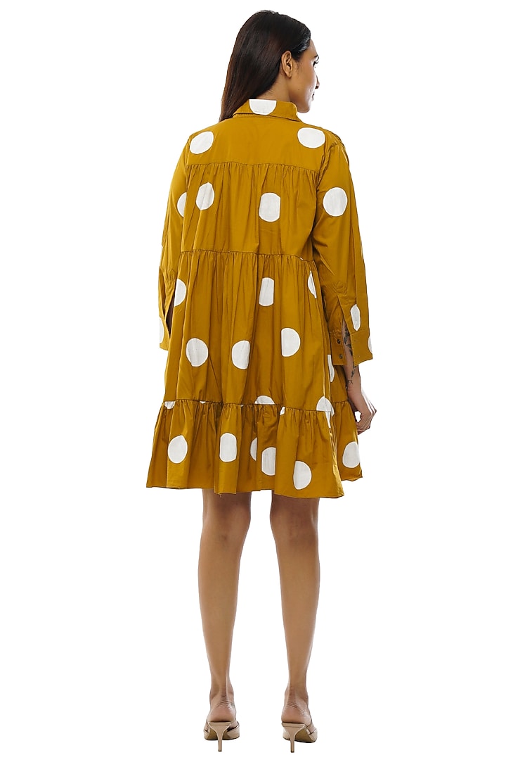Mustard Cotton Poplin Printed Shirt by KHAT at Pernia's Pop Up Shop