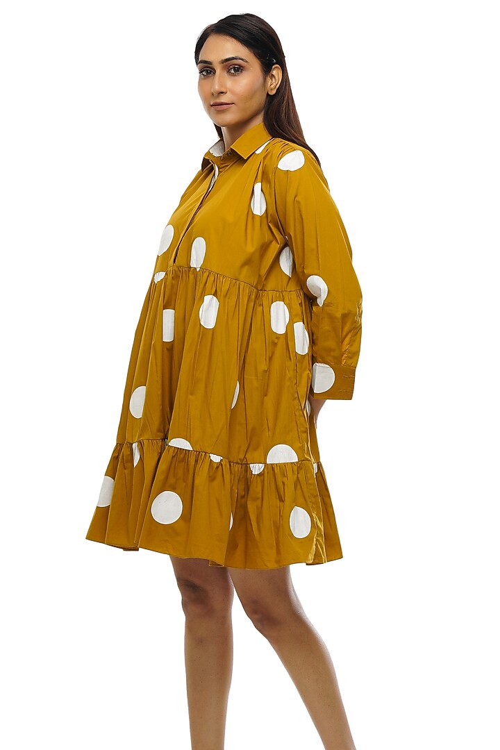 Mustard Cotton Poplin Printed Shirt by KHAT at Pernia's Pop Up Shop