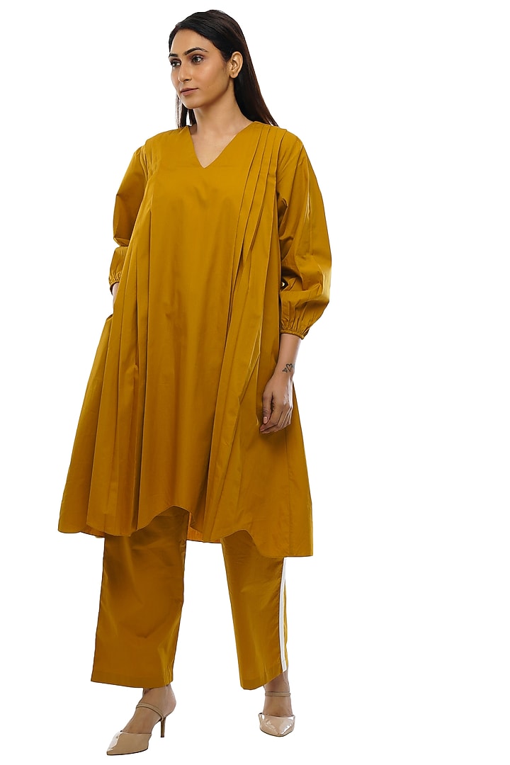 Mustard Cotton Poplin Tunic Set by KHAT at Pernia's Pop Up Shop