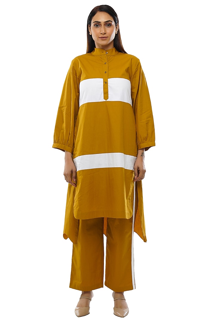 Mustard Cotton Poplin Dress by KHAT