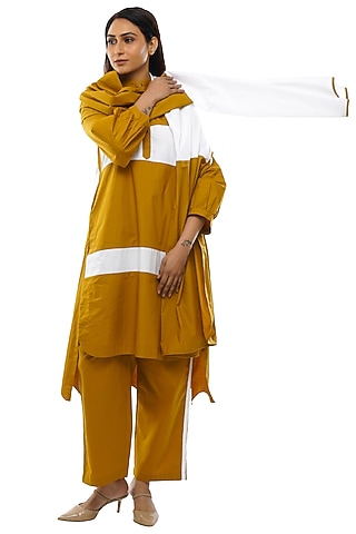 Mustard Cotton Poplin Tunic Set by KHAT