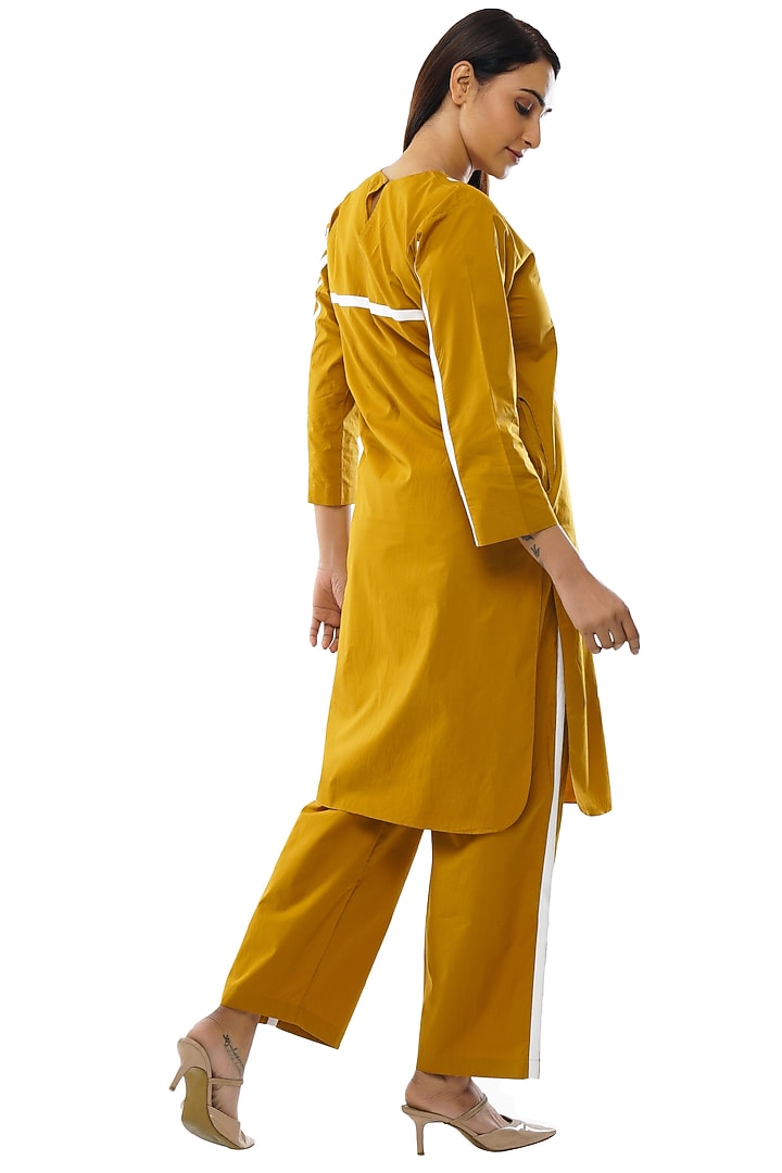 Mustard Cotton Poplin Kurta by KHAT at Pernia's Pop Up Shop