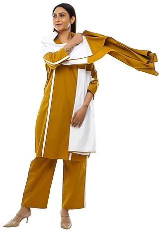 Mustard Cotton Poplin Kurta Set by KHAT