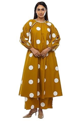 Mustard Poplin Cotton Printed Tunic Set by KHAT