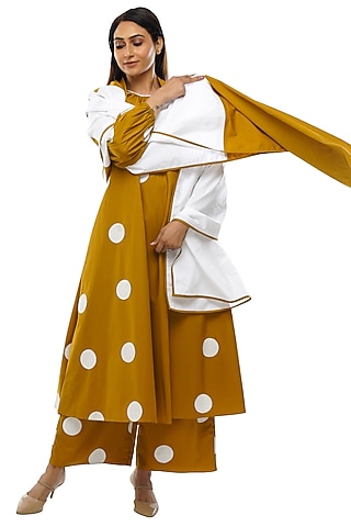 Mustard Poplin Cotton Printed Tunic Set by KHAT