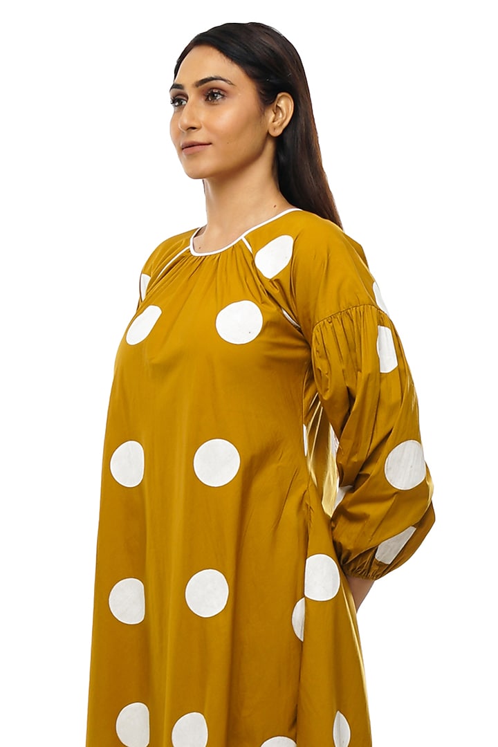 Mustard Poplin Cotton Printed Tunic Set by KHAT at Pernia's Pop Up Shop