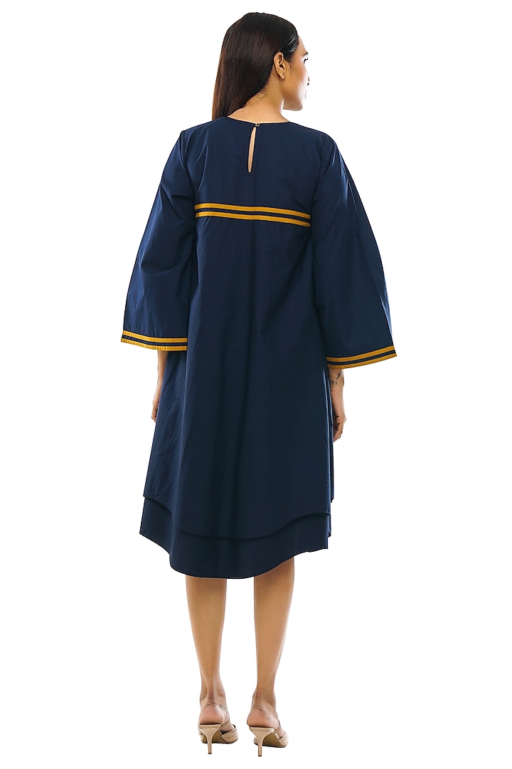 Navy Blue Poplin Cotton Summer Dress by KHAT at Pernia's Pop Up Shop