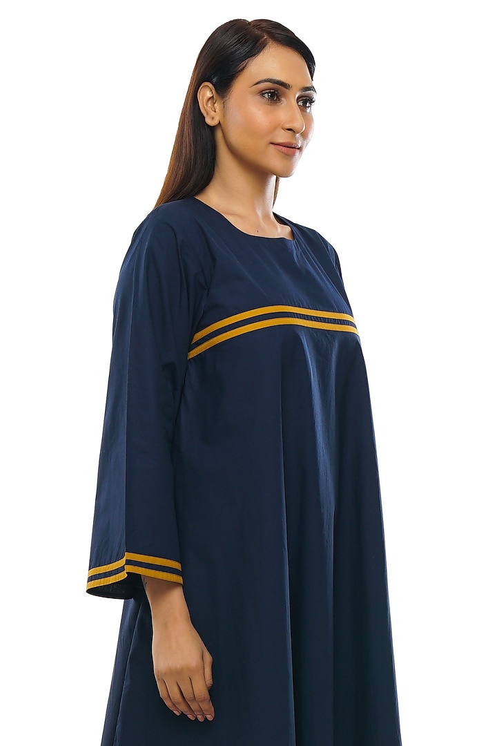 Navy Blue Poplin Cotton Summer Dress by KHAT at Pernia's Pop Up Shop