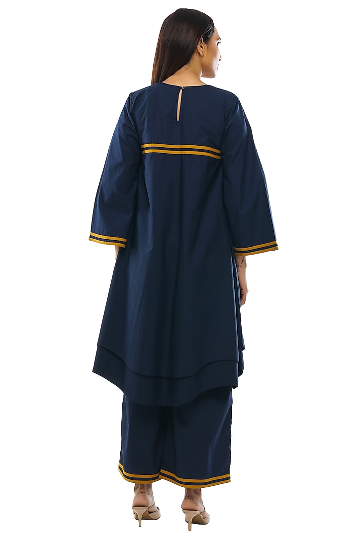 Navy Blue Poplin Cotton Tunic Set by KHAT at Pernia's Pop Up Shop