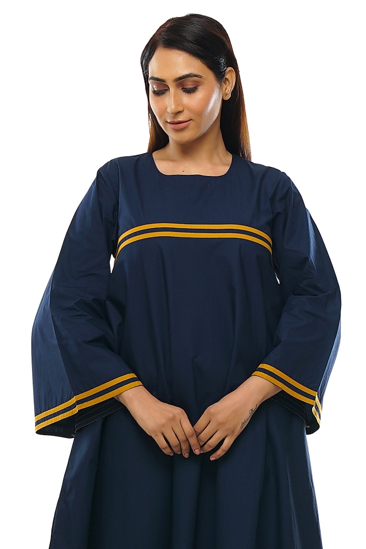 Navy Blue Poplin Cotton Tunic Set by KHAT at Pernia's Pop Up Shop