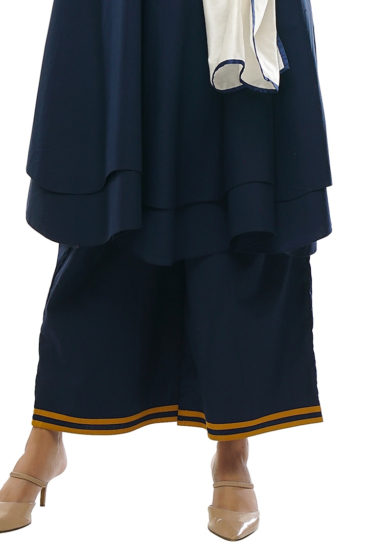 Navy Blue Poplin Cotton Tunic Set by KHAT at Pernia's Pop Up Shop