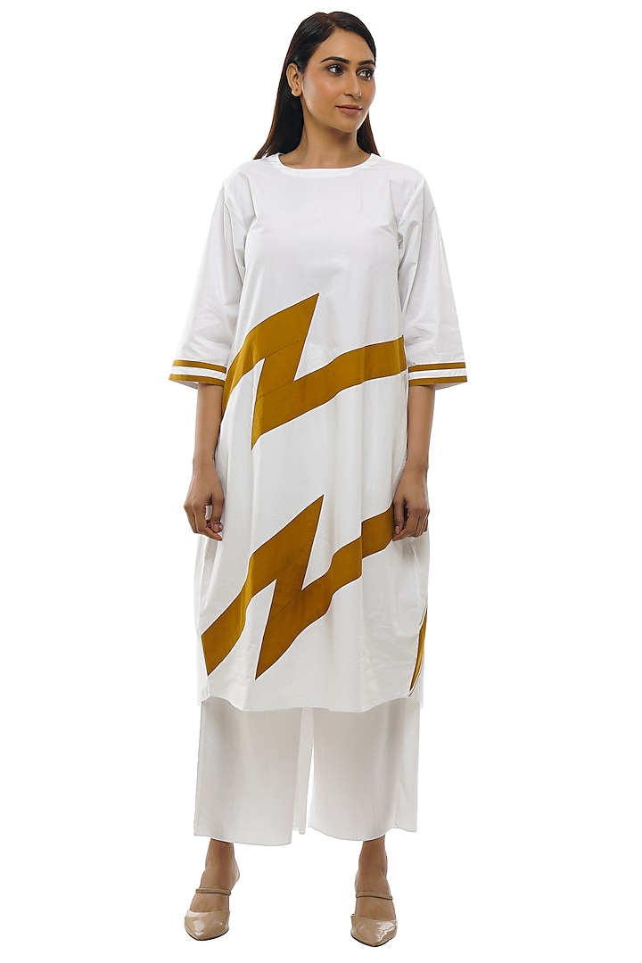 Bright White Poplin Cotton Kurta Set by KHAT at Pernia's Pop Up Shop