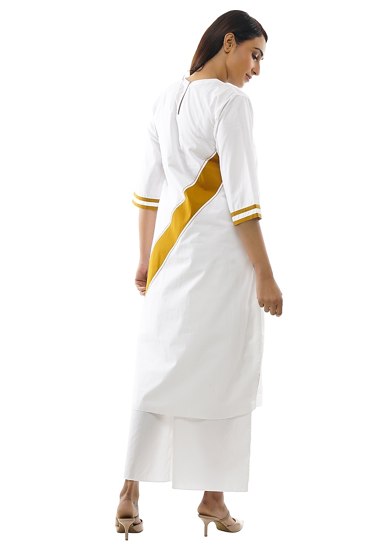 Bright White Poplin Cotton Kurta Set by KHAT at Pernia's Pop Up Shop