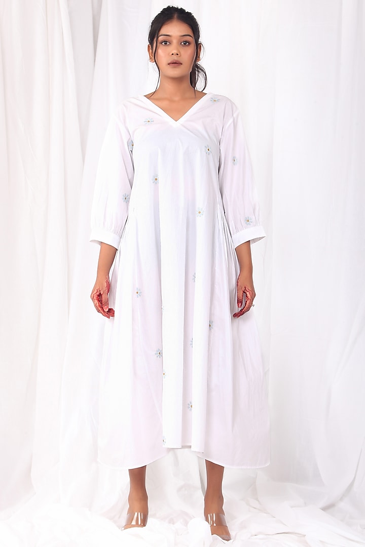 White Embroidered Dress by KHAT