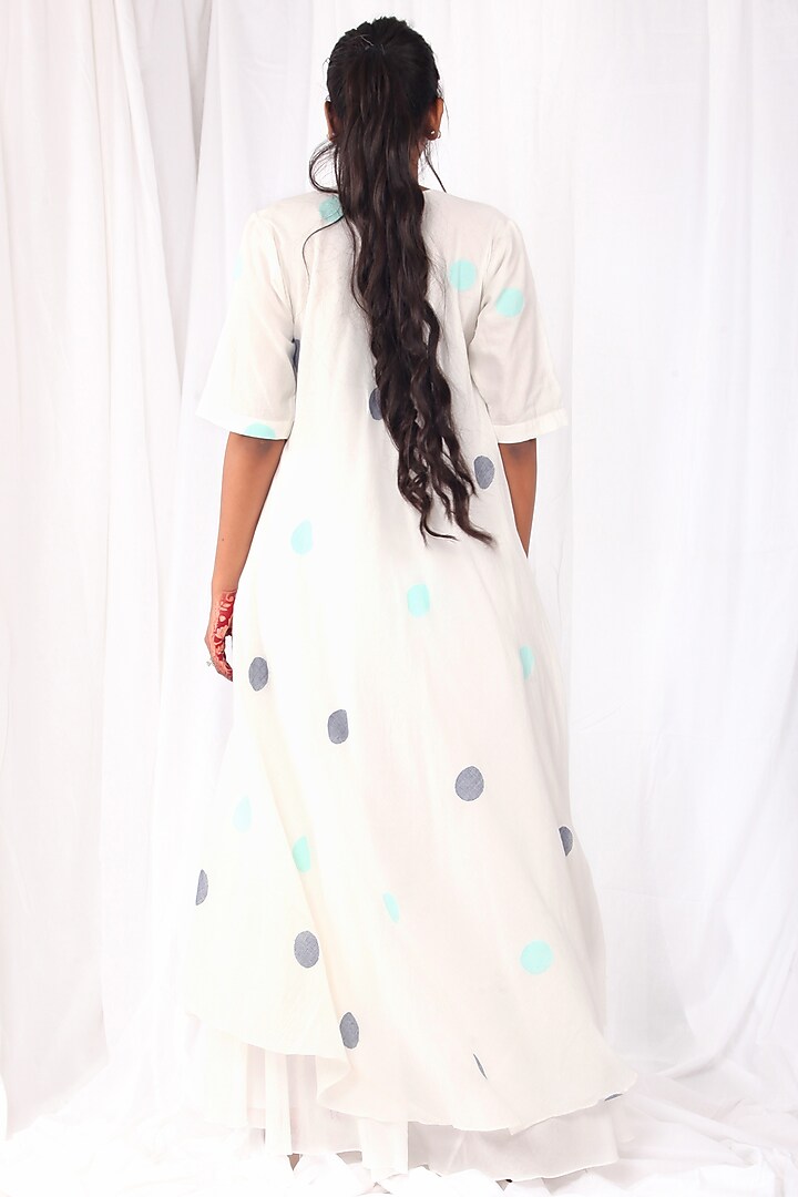 Bright White Printed Summer Dress With Scarf by KHAT at Pernia's Pop Up Shop