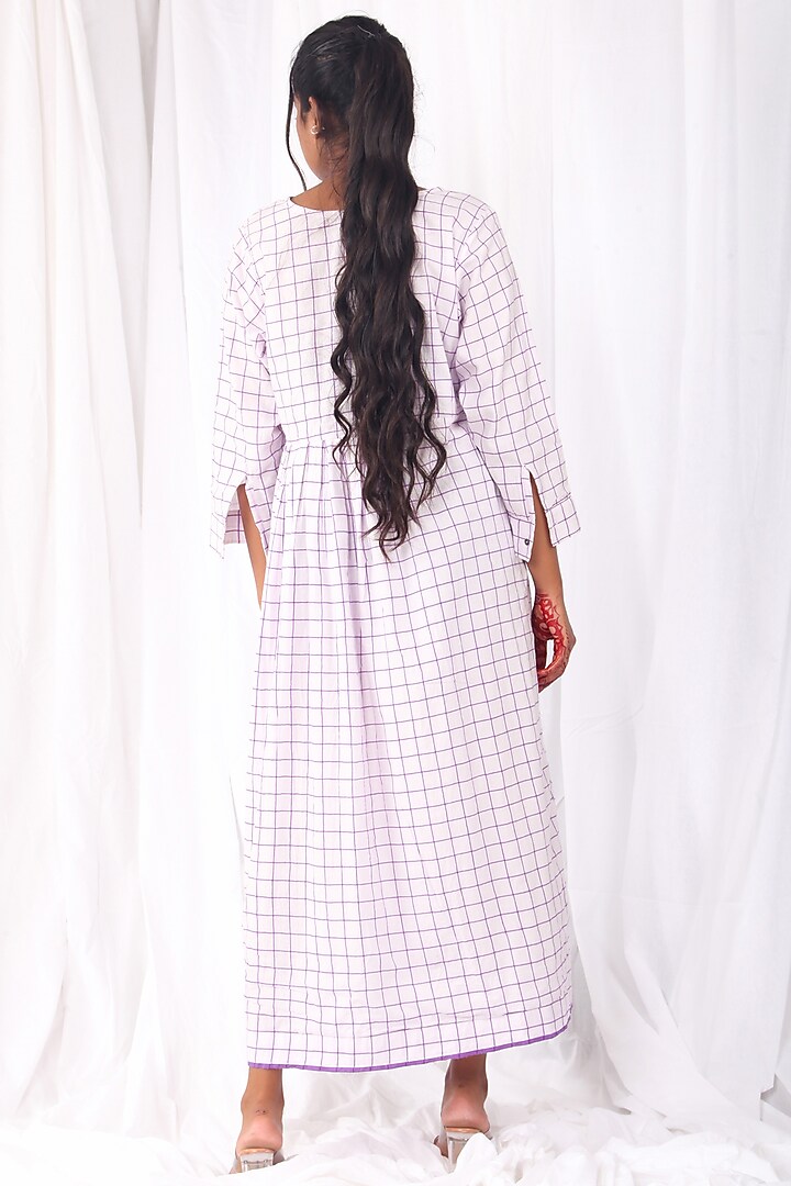White & Navy Blue Printed Summer Dress by KHAT at Pernia's Pop Up Shop