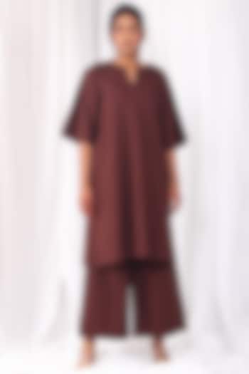 Brown Poplin Cotton Kurta Set by KHAT at Pernia's Pop Up Shop