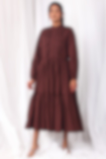 Brown Poplin Cotton Dress by KHAT
