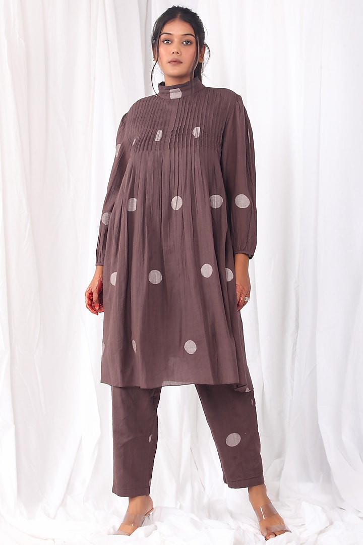 Brown Crepe Tunic Set by KHAT at Pernia's Pop Up Shop