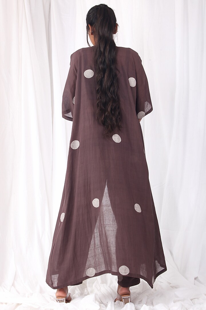 Brown Handwoven Cotton Jacket Set by KHAT at Pernia's Pop Up Shop