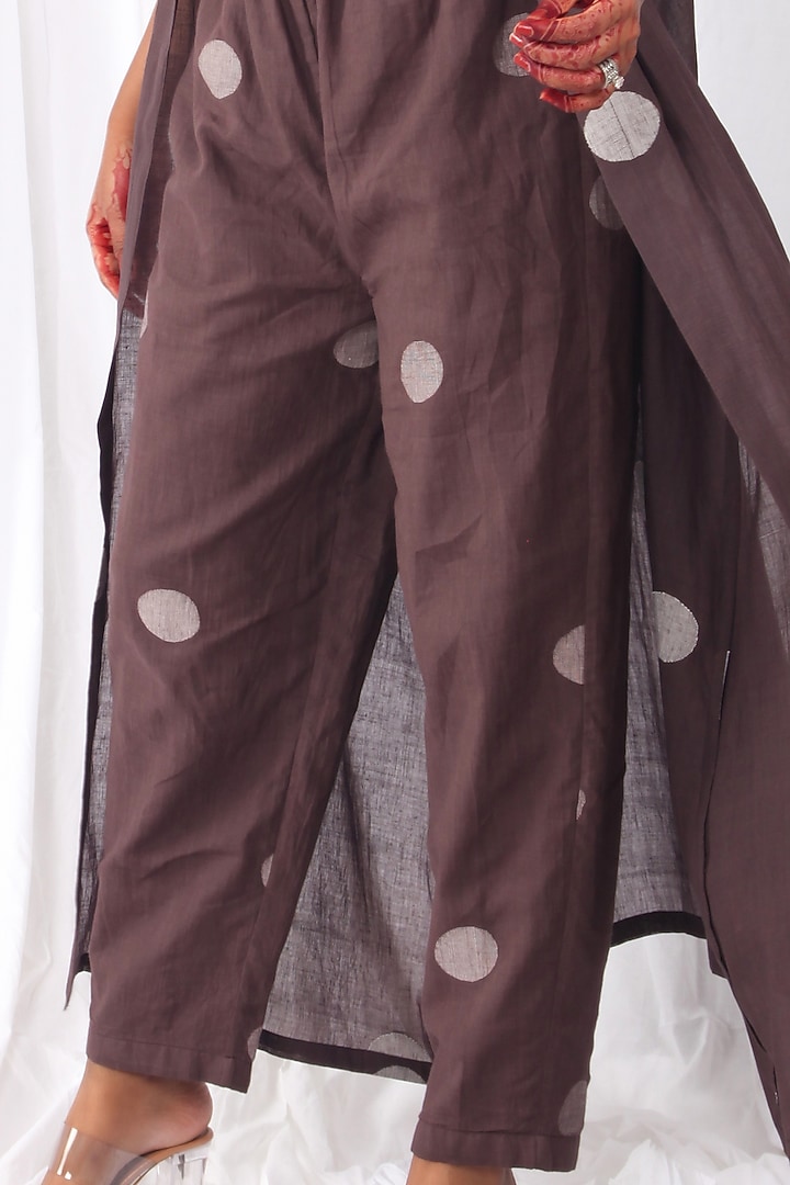 Brown Handwoven Cotton Jacket Set by KHAT at Pernia's Pop Up Shop
