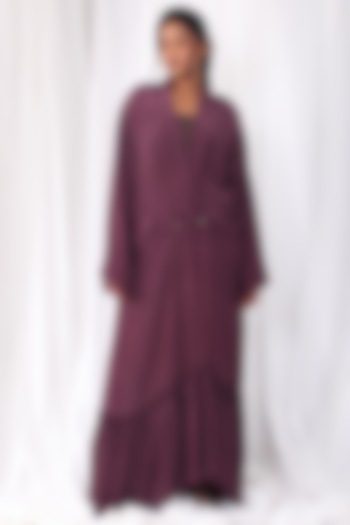 Burgundy Crepe Kaftan by KHAT at Pernia's Pop Up Shop
