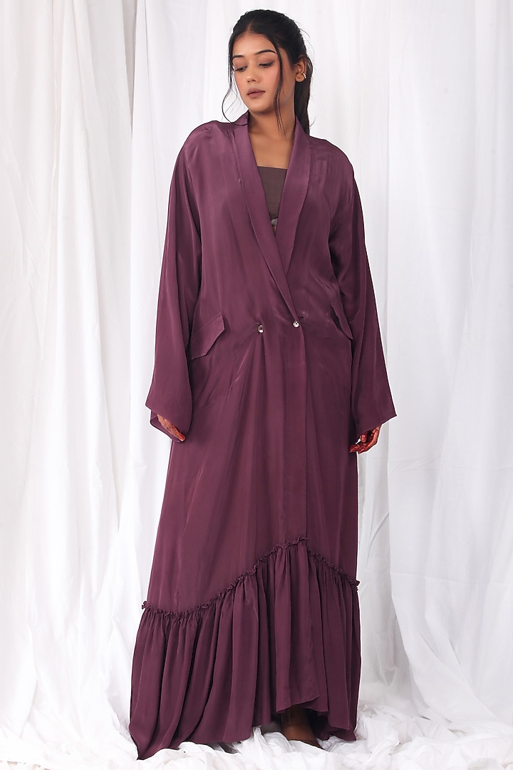 Burgundy Crepe Kaftan by KHAT at Pernia's Pop Up Shop