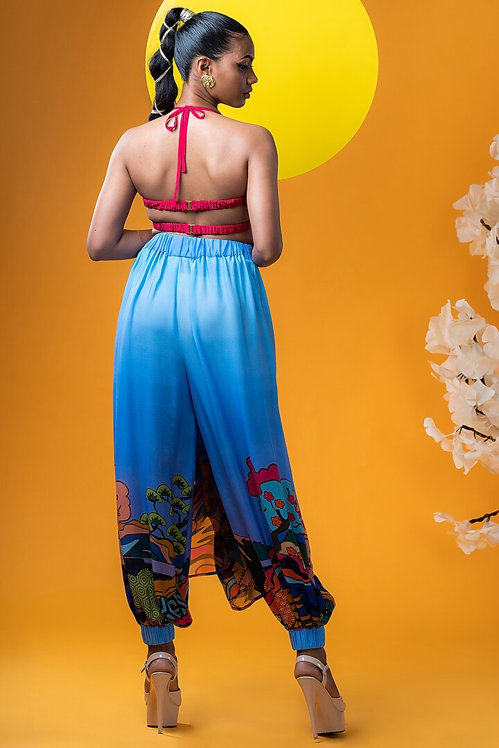Blue Organza Printed Pant Set by KHB- Khushboo Haran Borkar at Pernia's Pop Up Shop