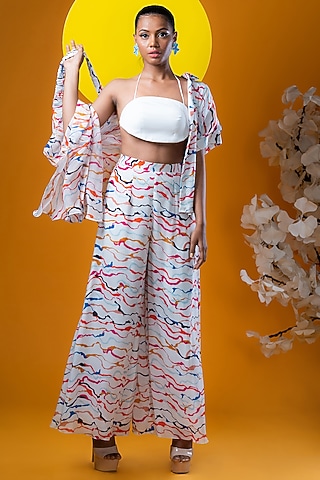 White Crepe Pant Set by KHB- Khushboo Haran Borkar