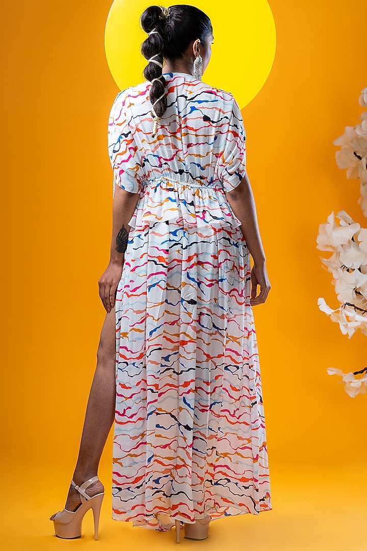 White Crepe Kaftan Summer Dress by KHB- Khushboo Haran Borkar at Pernia's Pop Up Shop