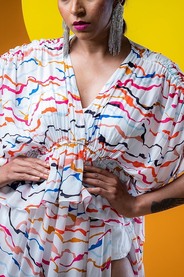 White Crepe Kaftan Summer Dress by KHB- Khushboo Haran Borkar at Pernia's Pop Up Shop