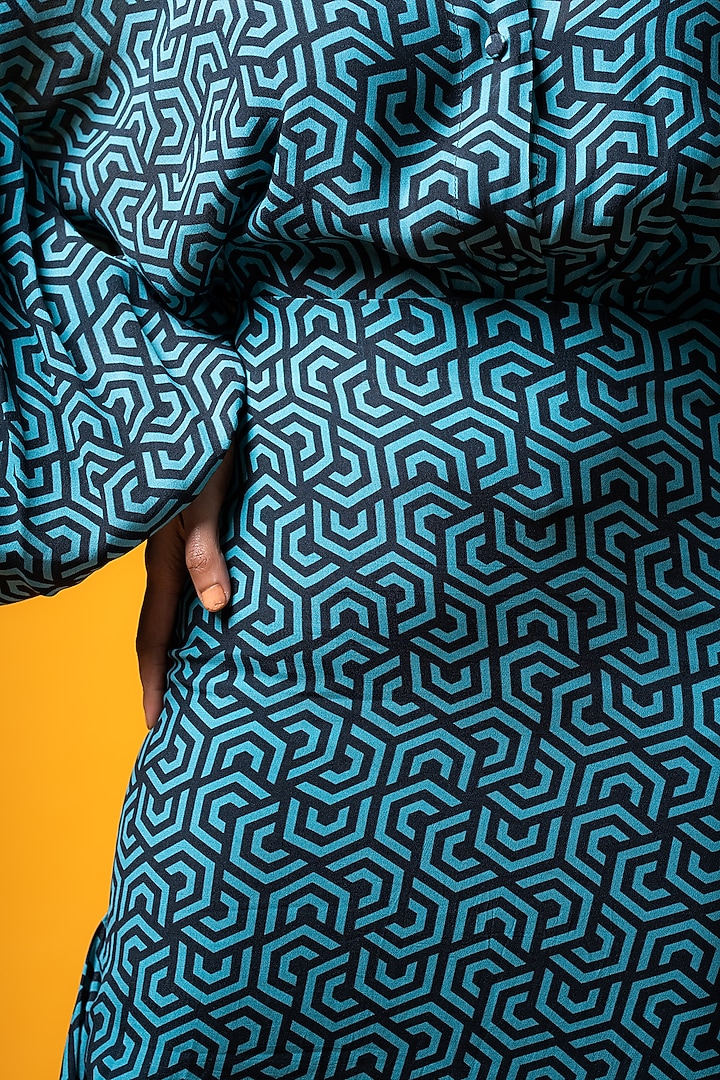 Black & Cyan Printed Skirt Set by KHB- Khushboo Haran Borkar at Pernia's Pop Up Shop