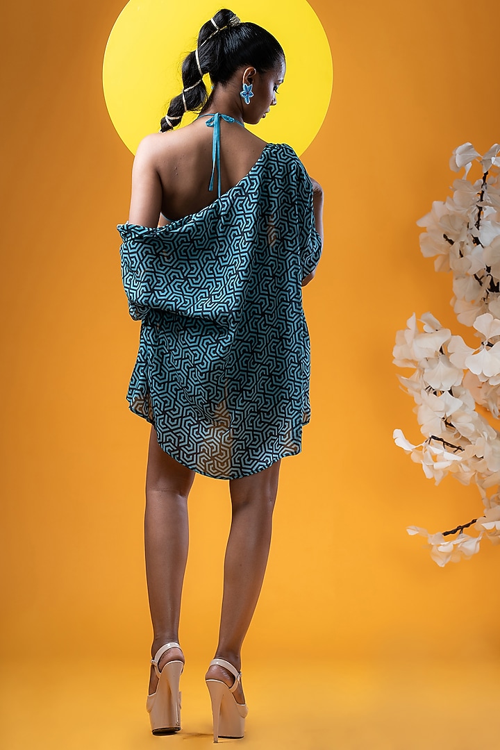 Cyan & Black Crepe Printed Co-Ord Set by KHB- Khushboo Haran Borkar at Pernia's Pop Up Shop
